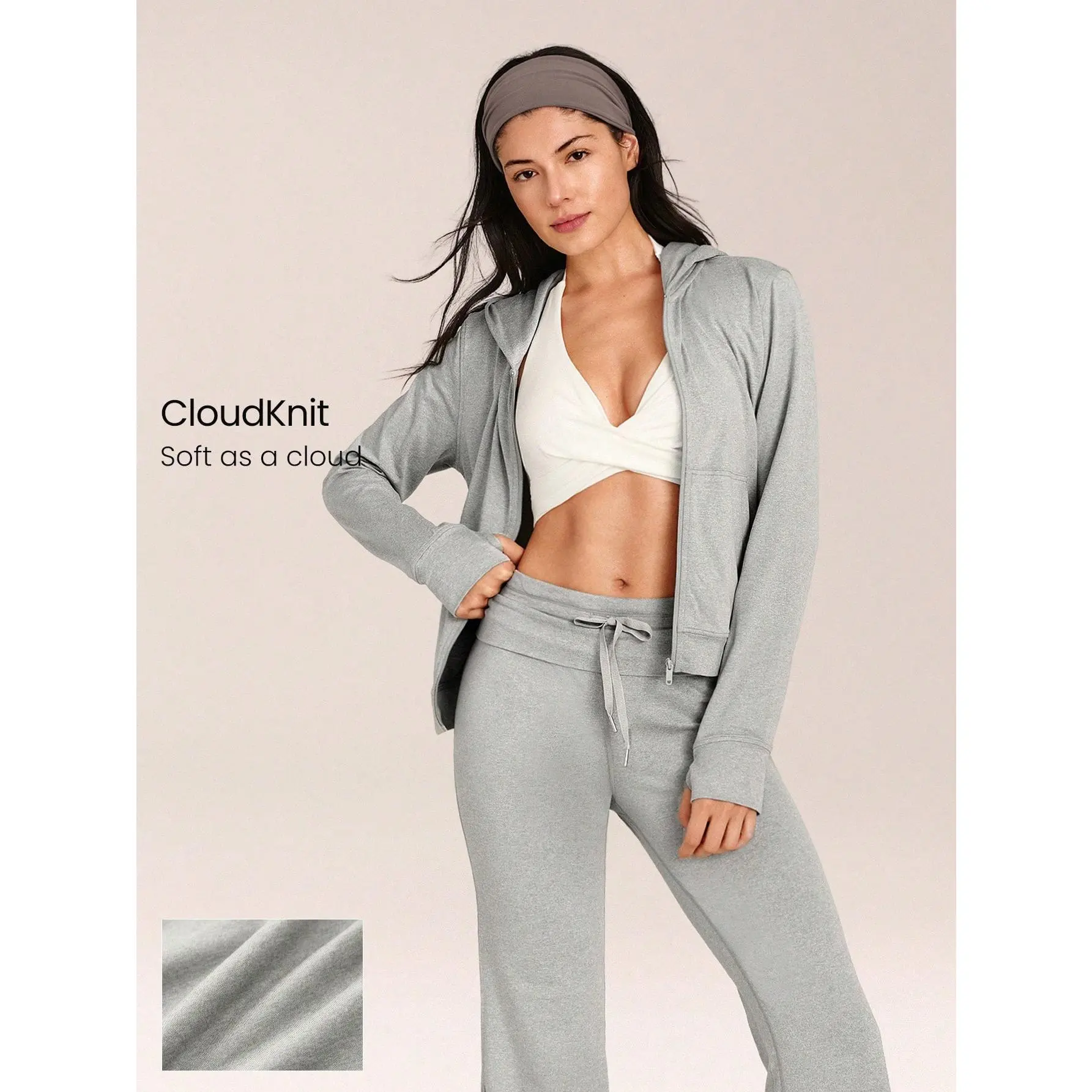 GLOWMODE CloudKnit City Chill Fitted Side Pockets Elastic Cuffs Zip-Front Hoodie Jacket Daily Casual Street Wear