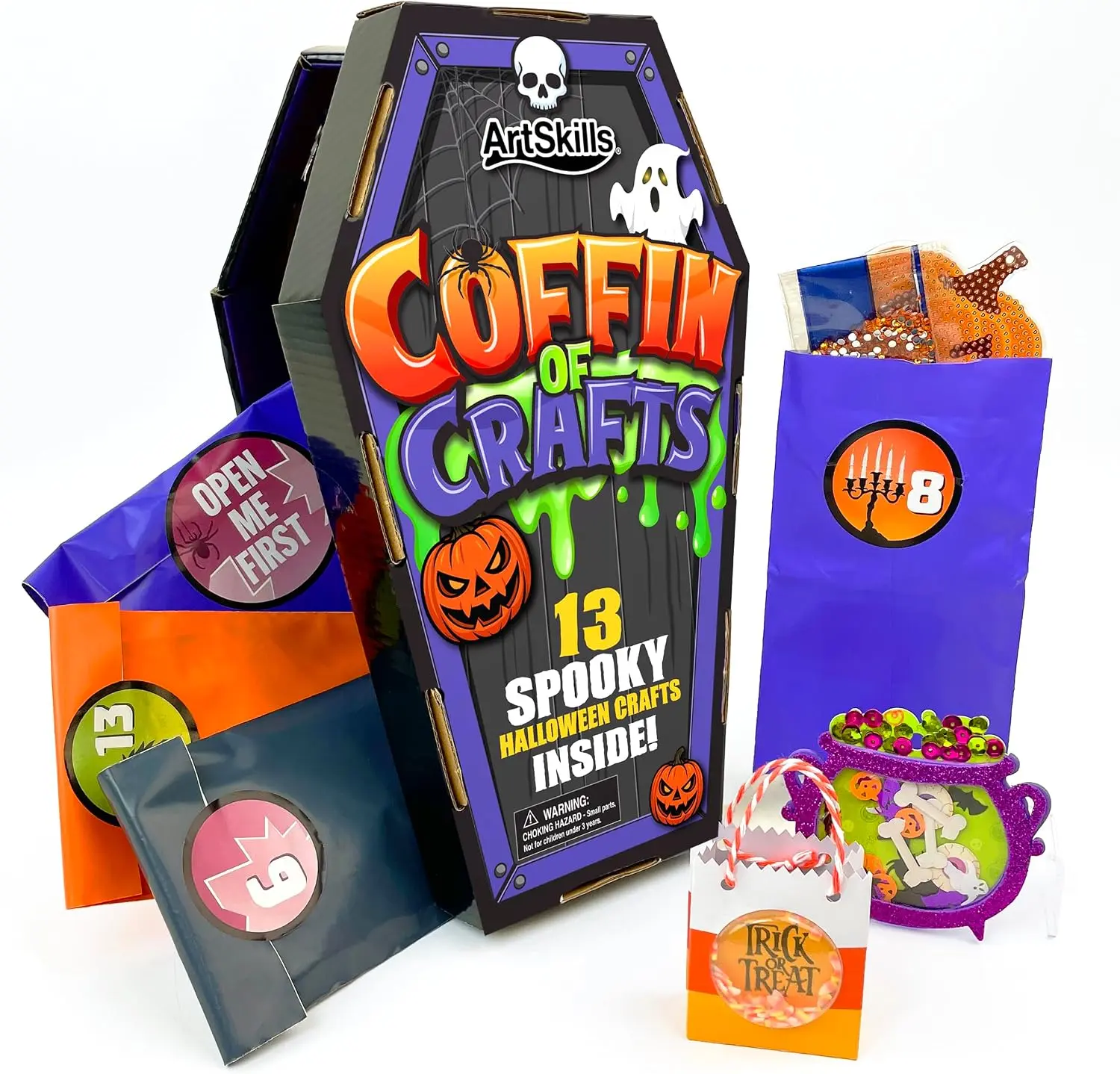 Coffin Of Crafts Halloween Advent Calendar 2026 - Halloween Crafts for Kids | 13 Spooky Crafts - Halloween Diamond Art Décor Craft Kit for Boys and Girls
