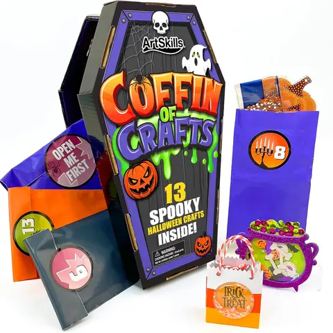 Coffin Of Crafts Halloween Advent Calendar 2026 - Halloween Crafts for Kids | 13 Spooky Crafts - Halloween Diamond Art Décor Craft Kit for Boys and Girls