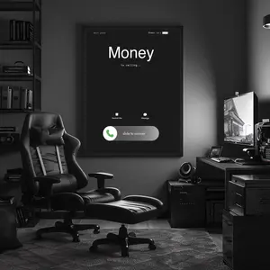 Money Is Calling Wall Art,Minimalist Black Motivational Poster,Entrepreneur Office Decor,Productivity Printable Art