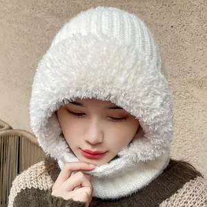 Women Winter Hat Scarf Mask 3 in 1 Fleece Lined Thick Warm Beanie Scarf Mask Integrated for Outdoor Sports Skiing Hiking Cold Weather beginner  gloves