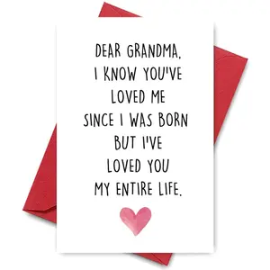 Grandma Letter Pattern Greeting Card, 1 Count Lovely Letter Card with Envelope, Birthday Gift for Grandma, Gift for Mom, Party Supplies