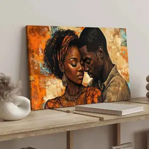 Wooden Frame Canvas Art Print, Canvas Prints, African Couple Poster, Artistic Artwork, Modern Wall Decor, Decoration for Bedroom & Living Room, Ideal Gift Idea, Waterproof Painting
