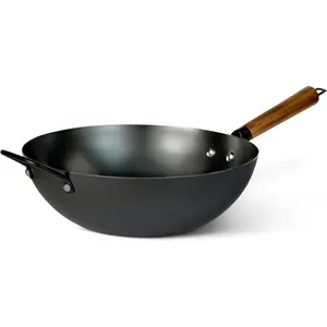 Carbon steel pretreatment wok, suitable for all stoves, 12.6 inches (about 32.0 cm)