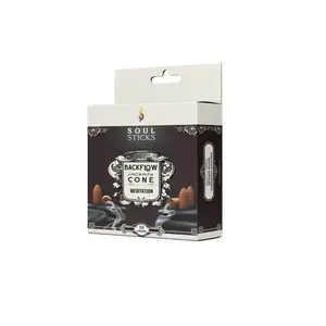 Soul Sticks Meditation Backflow Incense Cones Soft Woodsy Scent for Focus Clarity Peace Grounding 10-12 Cones per Box 20-30 Minute Burn Time Ideal for Ritual or Ambient Use
