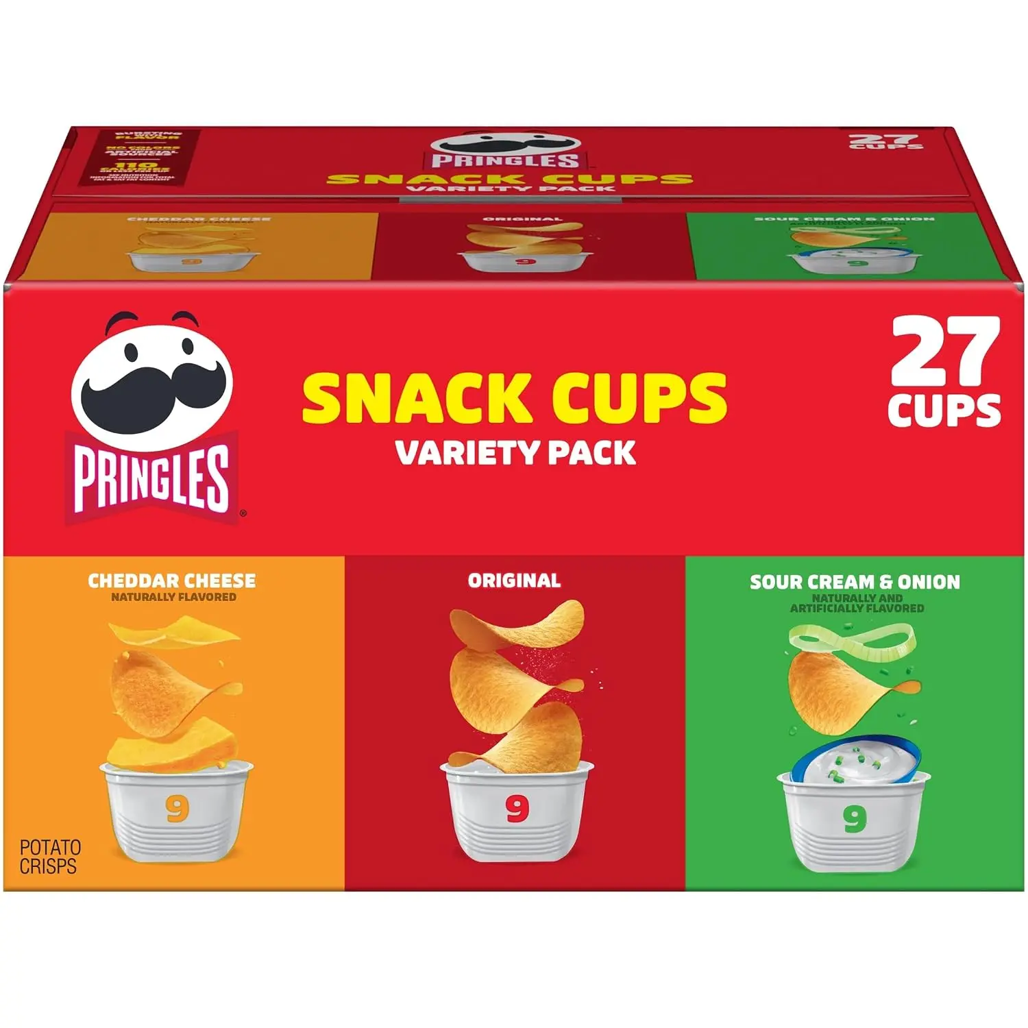 Potato Crisps Chips, Lunch Snacks, Snack Cups, Variety Pack, 19.3oz Box (27 Cups)