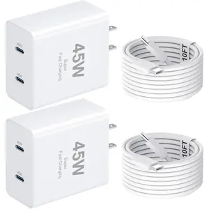 For iPhone 17/16 Pro Max Charger, 2Port 45W USB C For iPhone 17 Charger Block Fast Charging with 10FT Long Type C Cord Cable for iPhone 17/16 Pro/Pro Max/Plus, iPad Pro/Mini/Air, Galaxy S24/S23/S22Ultra