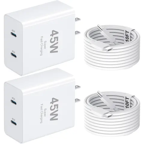 For iPhone 17/16 Pro Max Charger, 2Port 45W USB C For iPhone 17 Charger Block Fast Charging with 10FT Long Type C Cord Cable for iPhone 17/16 Pro/Pro Max/Plus, iPad Pro/Mini/Air, Galaxy S24/S23/S22Ultra, Charger Adapter, Dual Ports