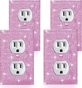 4 count Shiny   Wall Plate Cover Decorative Light  Cover Single Toggle Rhinestones Outlet Cover