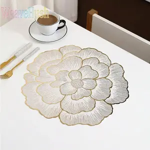 Floral Pattern Placemats, 2 Counts/set Heat-Resistant Non-Slip Dinner Table Mats, Kitchen Gadgets, Waterproof Placemat for Home Kitchen, Dining Room or Wedding Party, Valentine's Day Gift