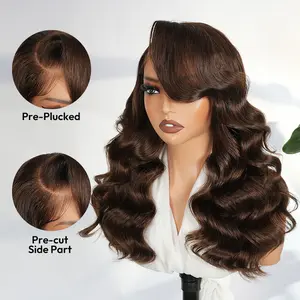 [Valentine's Day Essential] West Kiss Glueless Dark Brown Right Side Part Wigs Copper Orange LayerCut Body Wave 6x8 Lace Closure Wig Pre Cut Pre Plucked Human Hair TikTokShopHolidayHaul