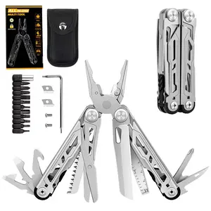 Multifunctional Tool Pliers with Bits, Folding Pocket Knife, Stainless Steel Pliers and More. Multi‑purpose Camping Tool, Portable Utility Knife with Storage Pouch, Ideal for Outdoor Survival, Perfect Gift for Christmas and New Year.