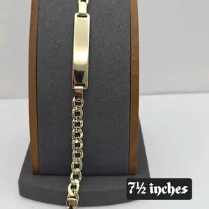 ID BRACELET Cuban link style gold-plated 7½inches    ENGRAVING AVAILABLE make sure pay and leave a name on the notes