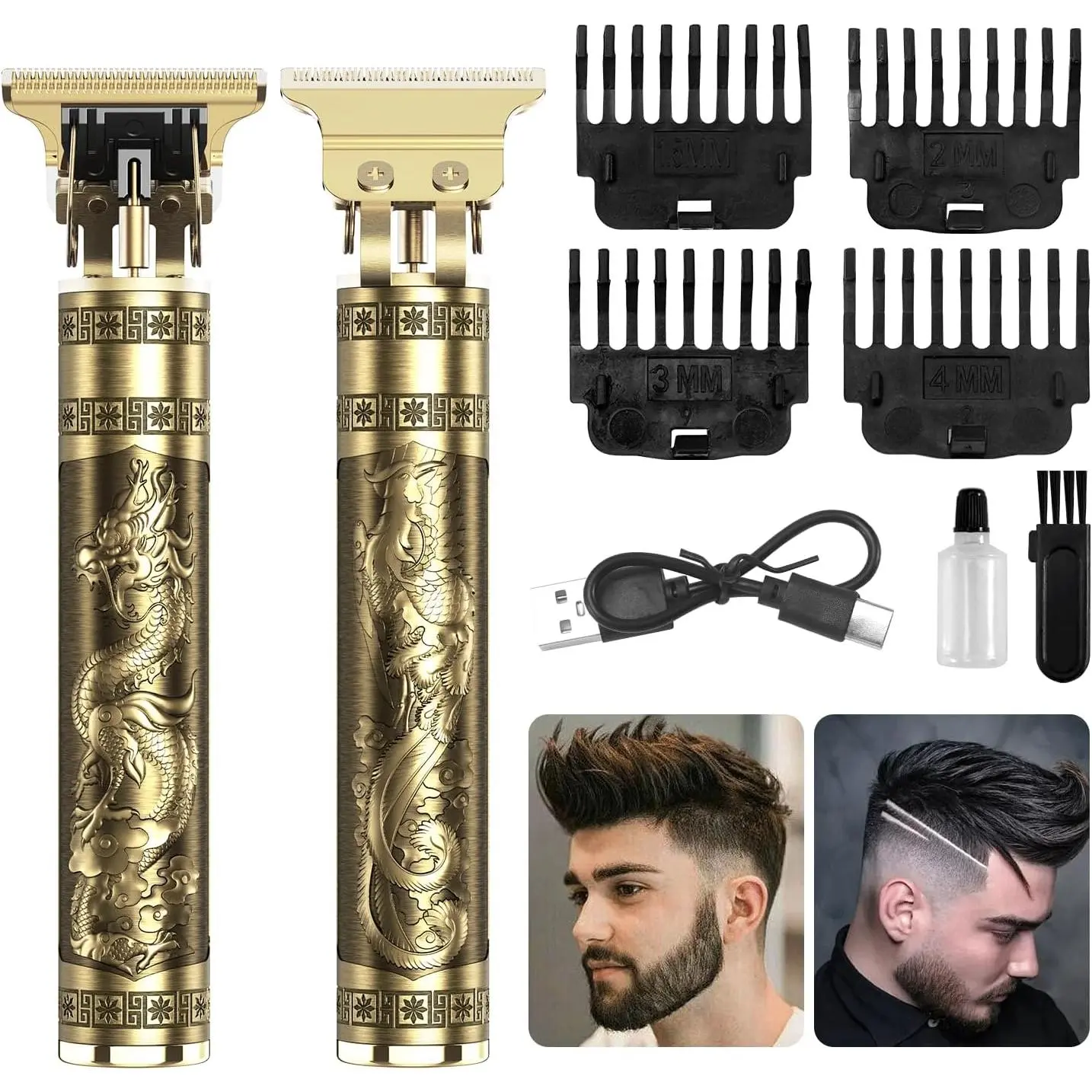 Beard Trimmer for Men-Hair Clippers for Men-Cordless Rechargeable Hair Clipper and Trimmer-Beard Shaver Barbershop Gold