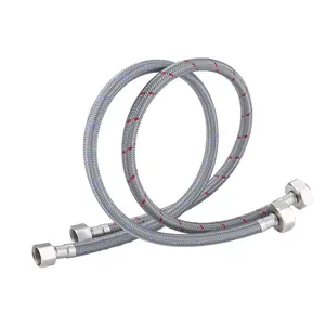 WOWOW 36”Length Faucet Hose Connects Bathroom Kitchen Sink to Water Supply Braided Nylon Supply Line with 3/8" Female Compression Thread x 1/2" Comp 2Pcs (1 Pair)