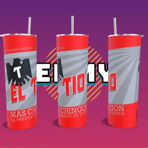 20oz El Tio Mas Chingon Tecate Tumbler with lid and straw