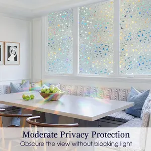 Classic Colorful Gem Design Decorative Privacy Window Film, Static Adhesive PVC Glass Sticker, Removable Window Decal, Suitable for Home and Office