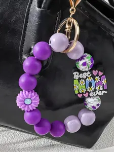 Silicone Bead Keychain Bracelet, Keychain for Bags, Unisex Silicone Bead Key Ring, Durable Hanging Rope, Perfect Gift for Men and Women