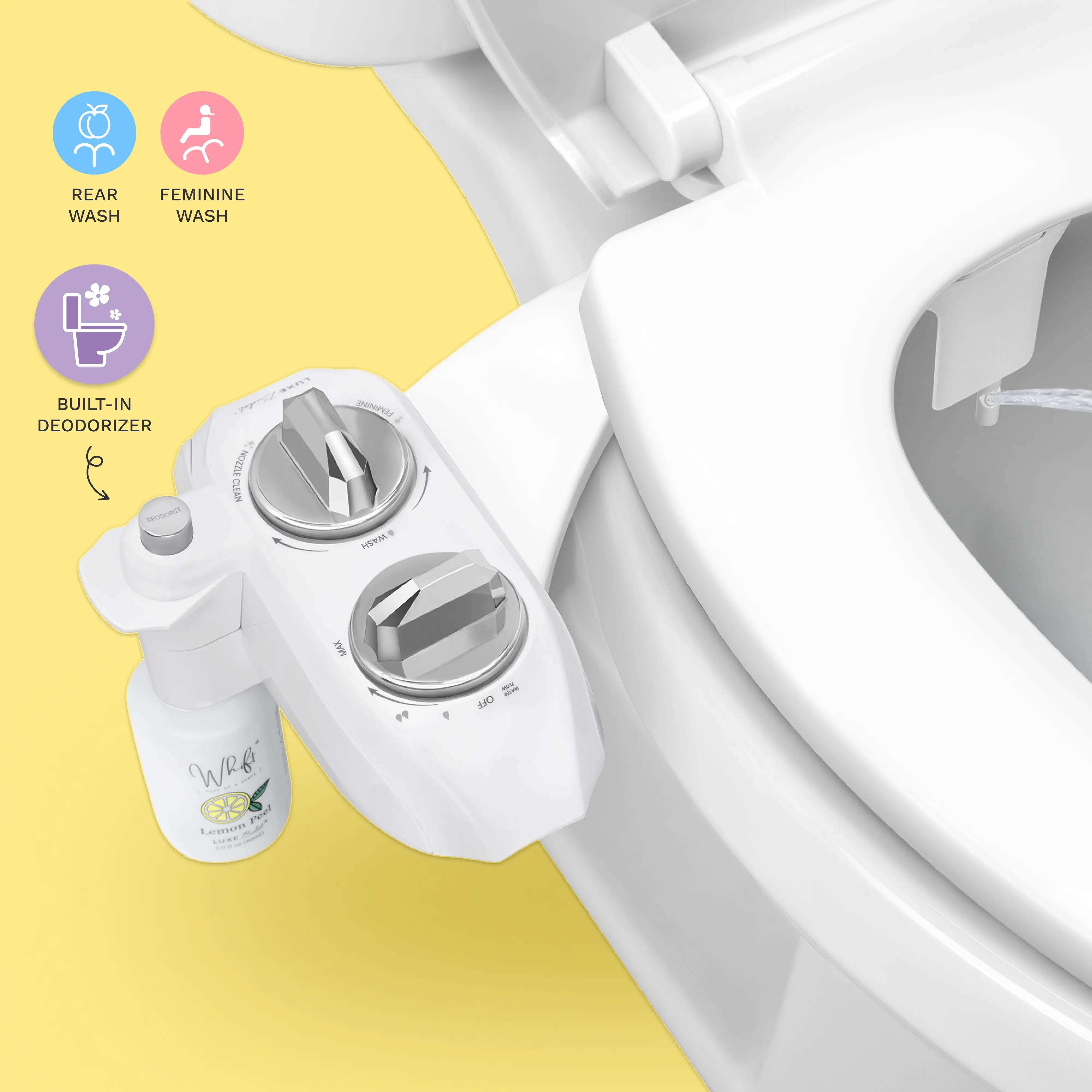 WHIFT 185 Bidet Cold Water Model Built-In Deodorizing Spray with Rear & Feminine Wash Modes Advanced Cleaning Features, Bidet Sprayer For Toilet, Bathroom Bidet Sprayer