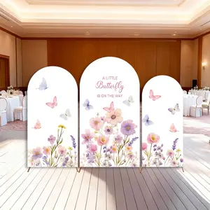 15-day Delivery Little Butterfly is on the way Arch Backdrop Cover Girl Baby Shower Floral Birthday Party