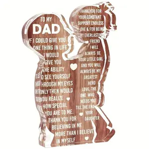 Acrylic Tabletop Sign for Dad, 1 Count Contemporary Style Desk Decor, Ideal Gift for New Dad, Birthday, Christmas Stocking Stuffer, Wooden Home Sign, Vintage Plaque Decor, Decorative Plaque, Home Office Decoration