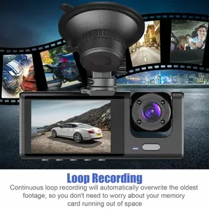 3 Lens HD 1080P Car Black Box WiFi Loop Recording Car DVR Camera Dashboard Night Vision Dash Cam for Car with Continuous Loop Recording and Easy Remote Access