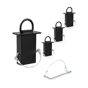 Heavy-Duty Stake Pocket D Rings 5/8" Hitch Pin with Anti-Loss Wire & 4 Adjustable Holes, 18000lbs Removable Stake Pocket Tie Down for Utility Trailers and Flatbeds Cargo Trucks