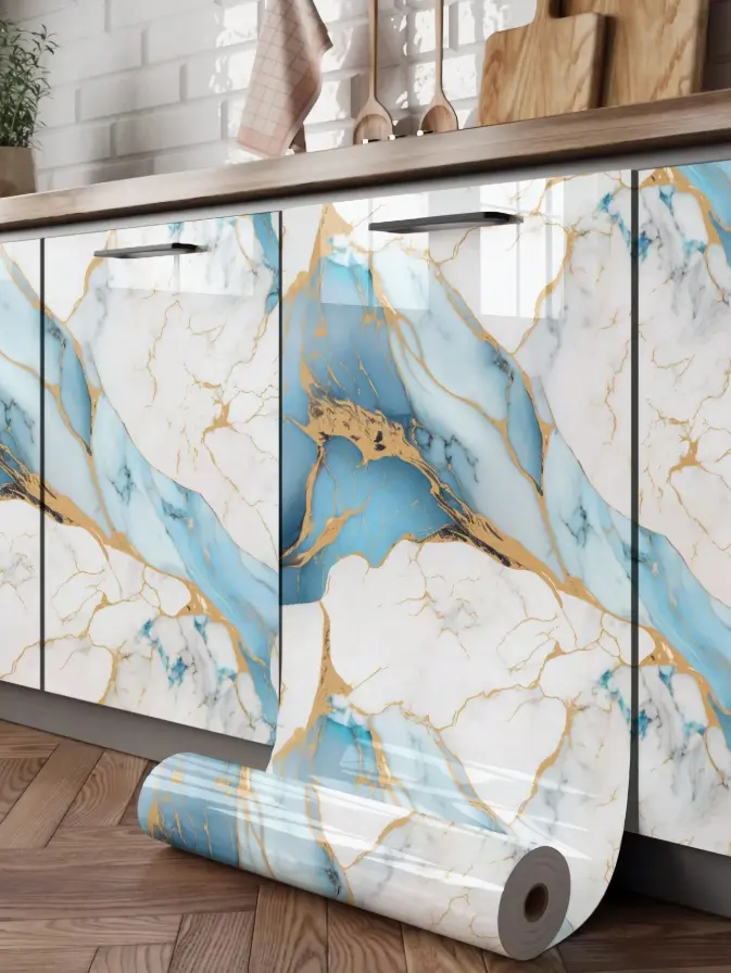 Marble Pattern Peel and Stick Wallpaper – Waterproof Removable Self-Adhesive Contact Paper for Countertops, Cabinets, Bathrooms & Kitchen Décor