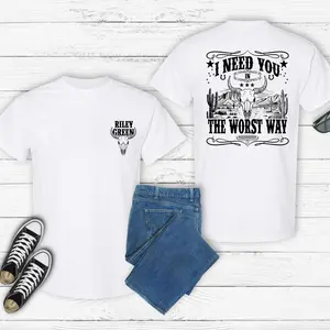 Rileey 2 Sided Green Tee, Country Music Tour 2025 Outfit, Fan Merch, Duckman, Unisex Short Sleeve Tee