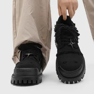 2026 New Four-Pointed Star Derby Shoes for Men, Thick-Soled Invisible High-Heel Design, American Cowboy Style, Breathable Leather Boots, Luxurious Versatile Trendy Men's Casual Shoes