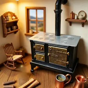 1pc Western Kitchen Mini Metal Stove and Cabinet Open Close Iron Dollhouse Furniture for Dollhouse Decor Toy Photo Prop Accessory Playful Design Durable Structure Christmas Easter New Year Gift