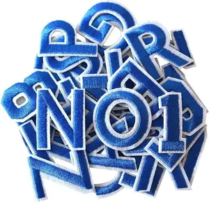 72 Pieces Iron on Letters and Numbers Patches, Blue Letter Patches Alphabet Embroidered Patch A-Z, Numbers 0-9 Applique for Clothes, Dress, Hat, Socks, Jeans, DIY Accessories