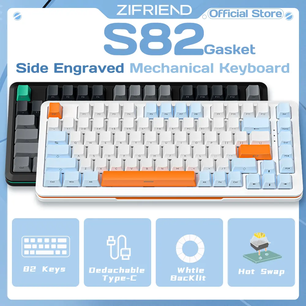 ZIFRIEND S82 82 Keys Gasket Mechanical Keyboard Wired 75% Layout