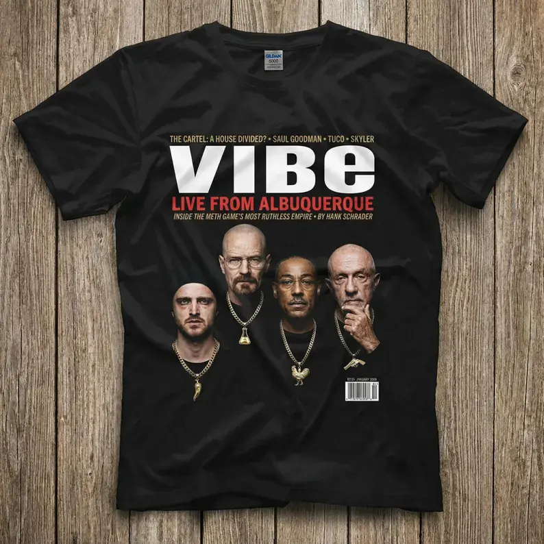 Breaking Bad Vibe Magazine Tee | Vintage Bootleg Crime Drama Classic Street Style Shirt Unisex  Good Vintage Hip-Hop BRetro Apparel, Men Round Neck Y2K Music Graphic Tees Classic Merch Shirt Tee T-Shirt For Women/Men Unisex Short Sleeve