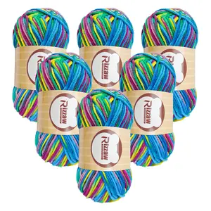 6pcs Gradient Color Yarn Set, Soft Polyester Thread for Knitting & Crochet Projects, Ideal for Clothing, Slippers, Handbags