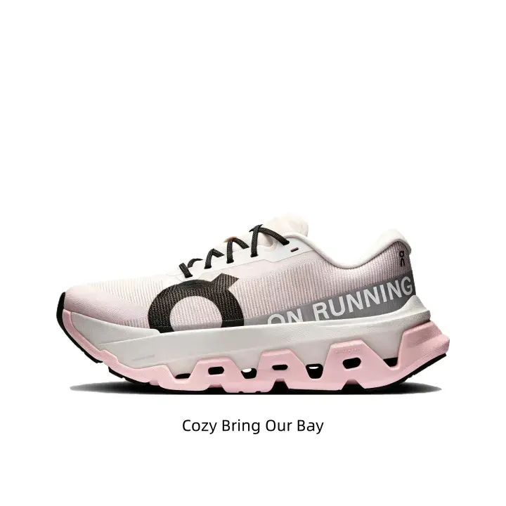 Lightweight quick-dry hollow cushion women sport sneakers, full breathable blush pink sweat-wicking mesh shell, carved dual pink-white hollow shock midsole delivers pillowy soft strides for all outdoor sports