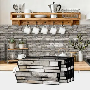20 pieces kitchen peel and stick decorative backsplash, artificial stone adhesive tiles wall sticker 24.6 cm X12 cm, easy to clean, upgrade kitchen backsplash, fireplace