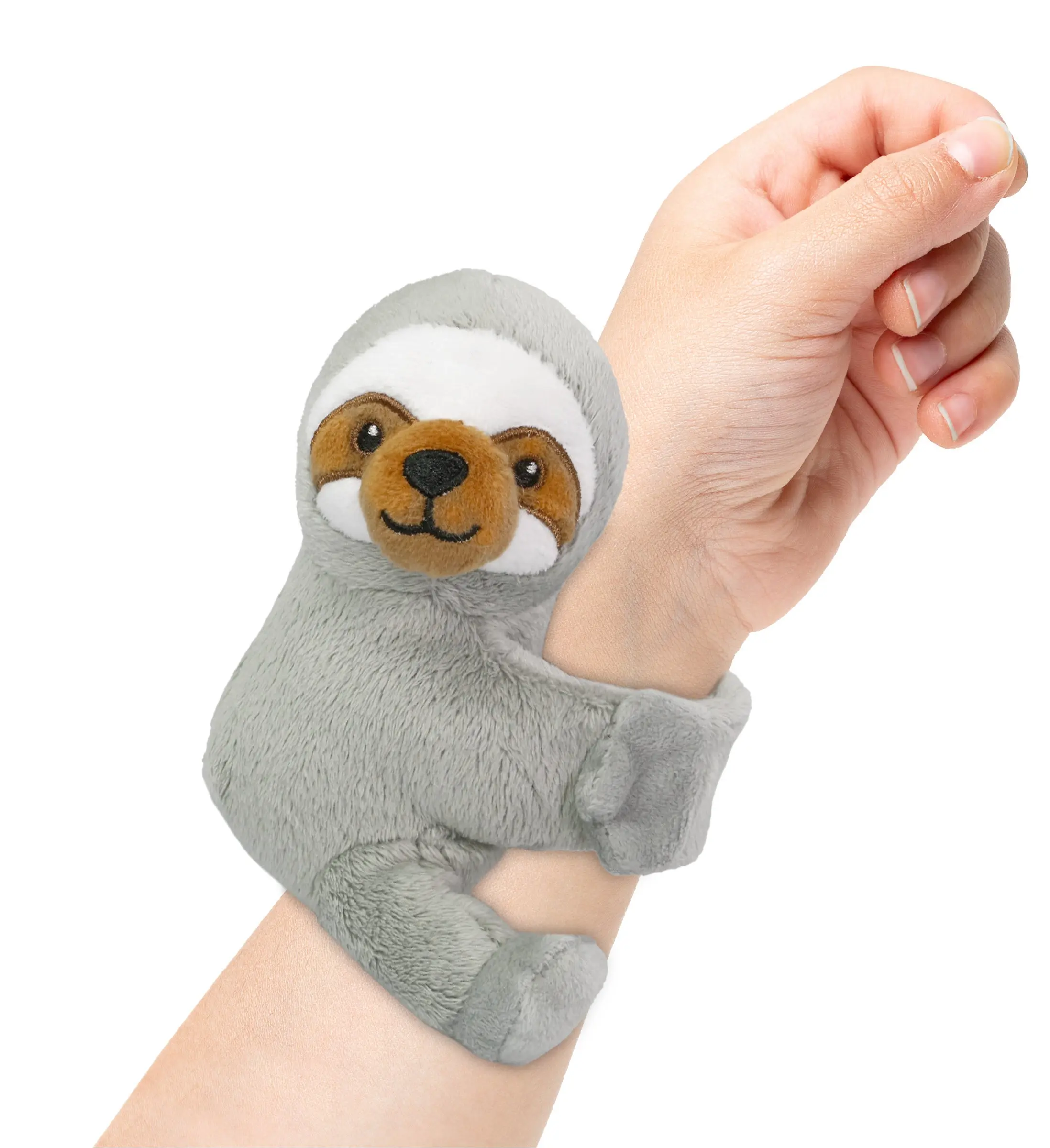 Kids' Slap-On Polyester Fabric Sloth Bracelet - 4.6in Super Soft Animal Bracelet with Cute Face, Realistic Details, Magnetic Snap Closure, for Infant Party Favors, Role Play Costume Jewelry Accessory