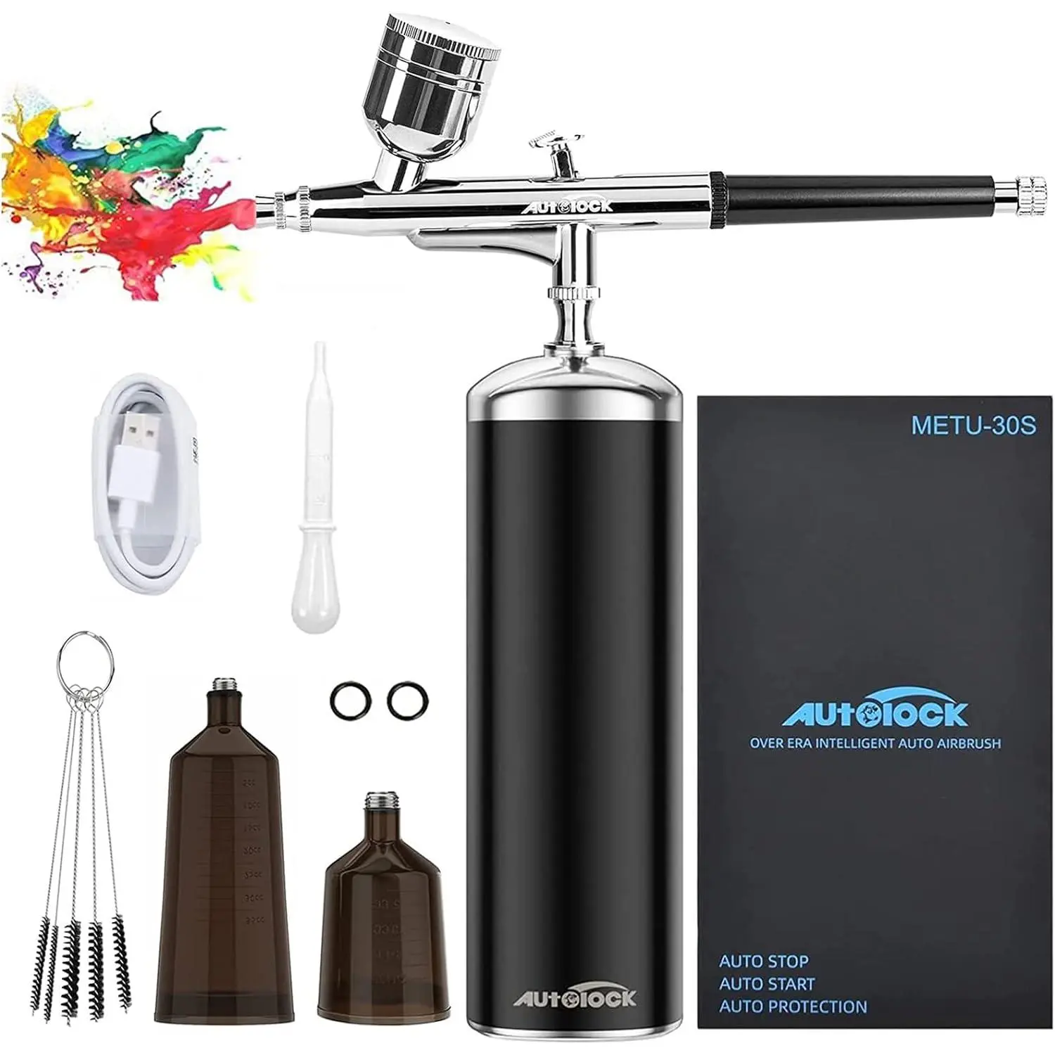 Upgraded Airbrush Kit with Air Compressor, Portable Cordless Auto Airbrush Gun Kit, Rechargeable Handheld Airbrush Set for Makeup, Cake Decor, Model Coloring, Nail Art, Tattoo