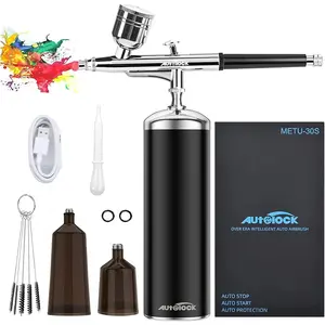 Upgraded Airbrush Kit with Air Compressor, Portable Cordless Auto Airbrush Gun Kit, Rechargeable Handheld Airbrush Set for Makeup, Cake Decor, Model Coloring, Nail Art, Tattoo
