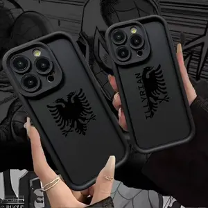 Albania flag map phone case, black full-cover soft shockproof phone protective case, suitable for iPhone 17/16/15/14/13/12/11/X/XS/XS Max/17e/12.13 mini, a holiday gift for friends, family, and yourself, Accessories, Smartphone, Cellphone
