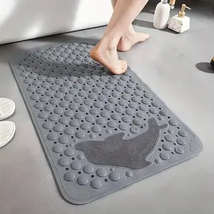 Dolphin Pattern Bath Mat, Bathroom Decorative Mat, Non-slip Bathroom Mat with Suction Cups & Drain Holes, Foot Massage Mat, Bathroom Floor Mat, Bathing Accessories for Home Bathroom