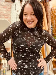 Bandana Babe Mesh Top - Black