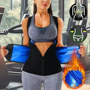 Sauna Shirt for Women, Sauna Waist Trainer Vest, Tummy Control Sauna Sweat Shirt, Double layer Compression Vest, Sauna Suit Workout Sauna Vest, Adjust Belt, Zipper Shapewear