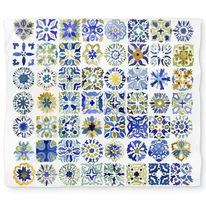 360 stand King Size Watercolor Moroccan Tile Duvet Cover Bedding Set - Soft Microfiber Face Fabric, Bohemian Look, Bed Accessories, Bedroom Decor Ideas, Bed Set