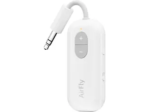 Twelve South AirFly SE, Bluetooth Wireless Audio Transmitter for AirPods/Wireless or Noise-Cancelling Headphones; Use with 3.5 mm Audio Jack on Airplanes, Gym Equipment or iPad/Tablets (Cool White)