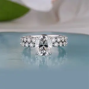 Elongated Cushion Cut Solitaire Wedding Ring Set