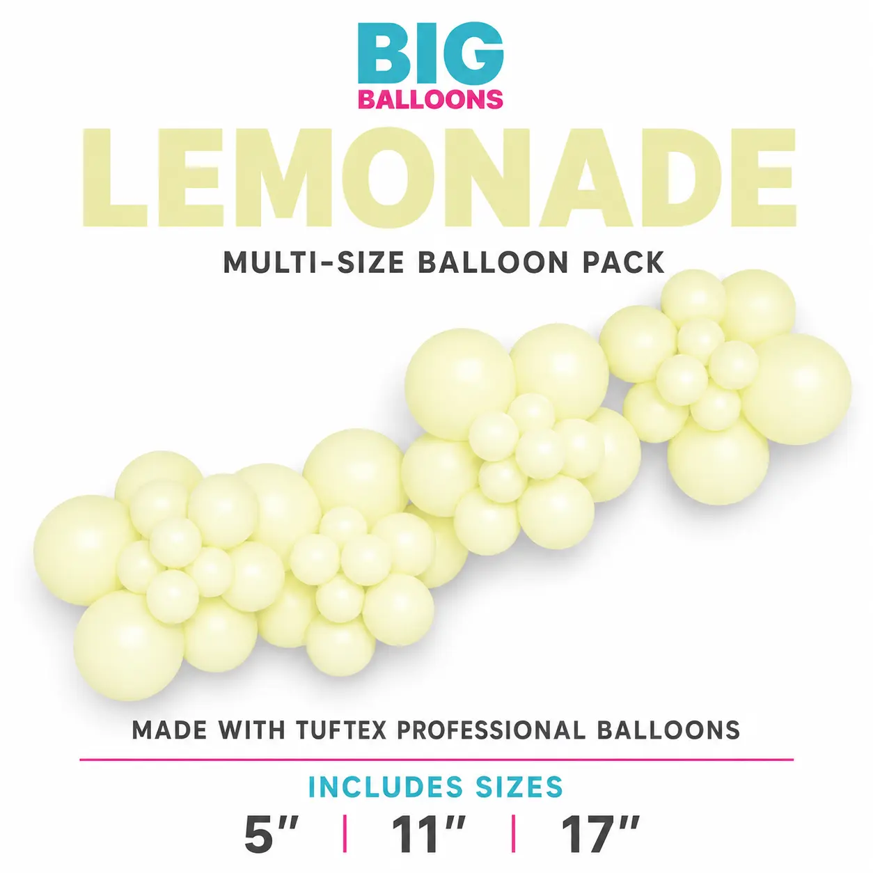 Lemonade Balloon Multi-Size Pack Professional Latex Balloons for Balloon Arch Garland Event Decor | 54 Total Balloons | 5”, 11” & 17” Sizes | DIY Balloon Garland Kit