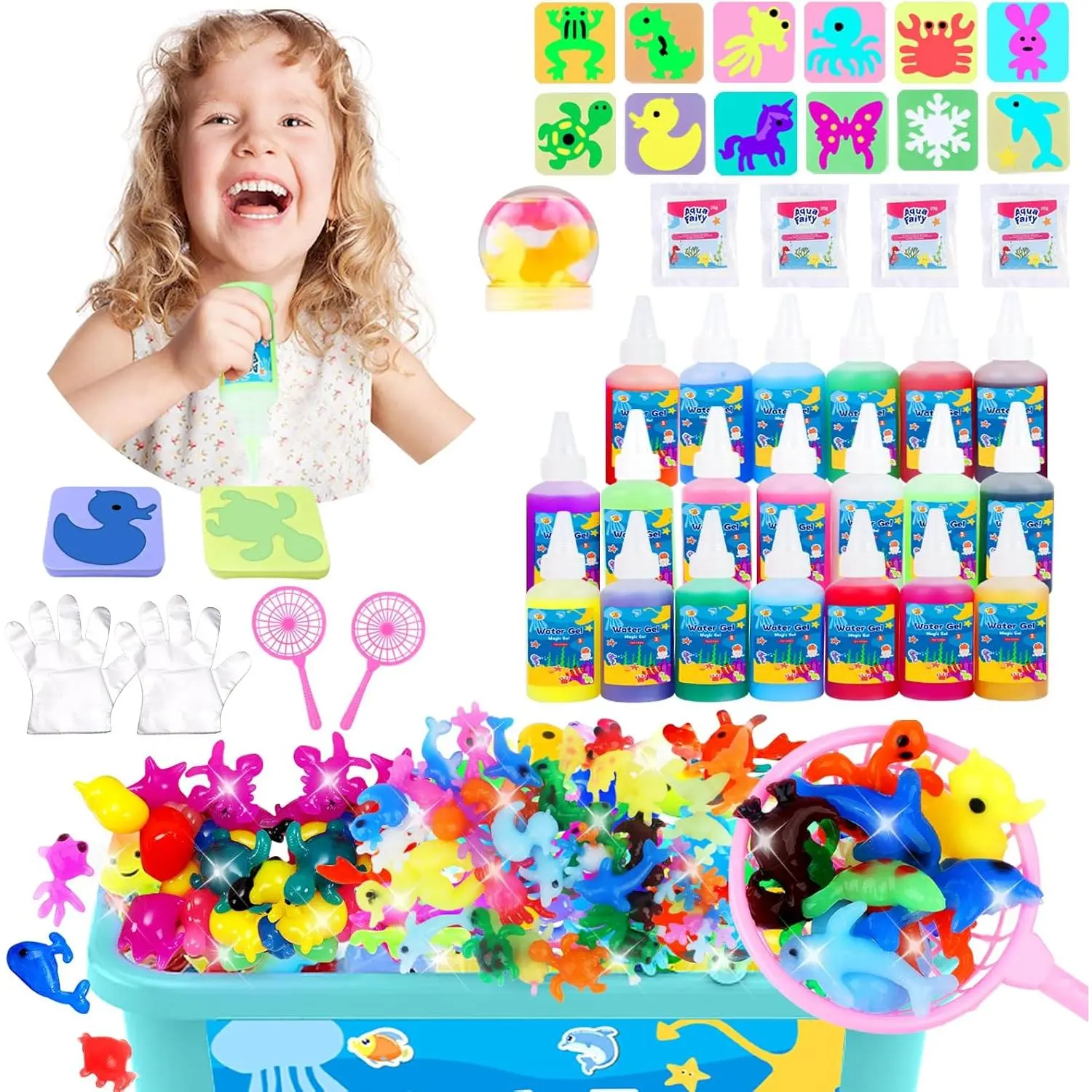 Magic Toys Water Gel Kit: 20 Colors Fairy Aqua Gel with Pearlized  Luminous Magic Paint  Handmade Creative Water Art Set with 12 Shape 3D Molds for Kid Birthday Party Gift