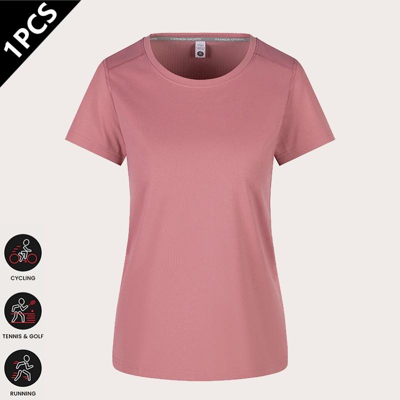 4-pack women’s quick-dry sports T-shirts, solid-color quick-dry sports T-shirts, women’s multicolor versatile cycling short-sleeve shirts, made from high-stretch quick-dry fabric with excellent moisture absorption and sweat wicking, simple versatile fit,